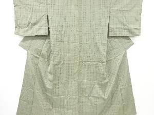 アンティーク　井桁絣織り出し手織り紬単衣着物